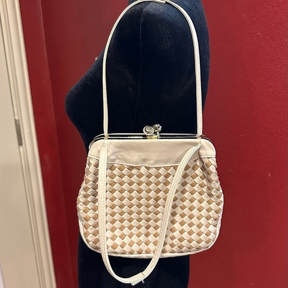 Carriage Court Handbags - Vintage Carriage Court Genuine Leather Woven Shoulder Bag Purse Made in Korea 80